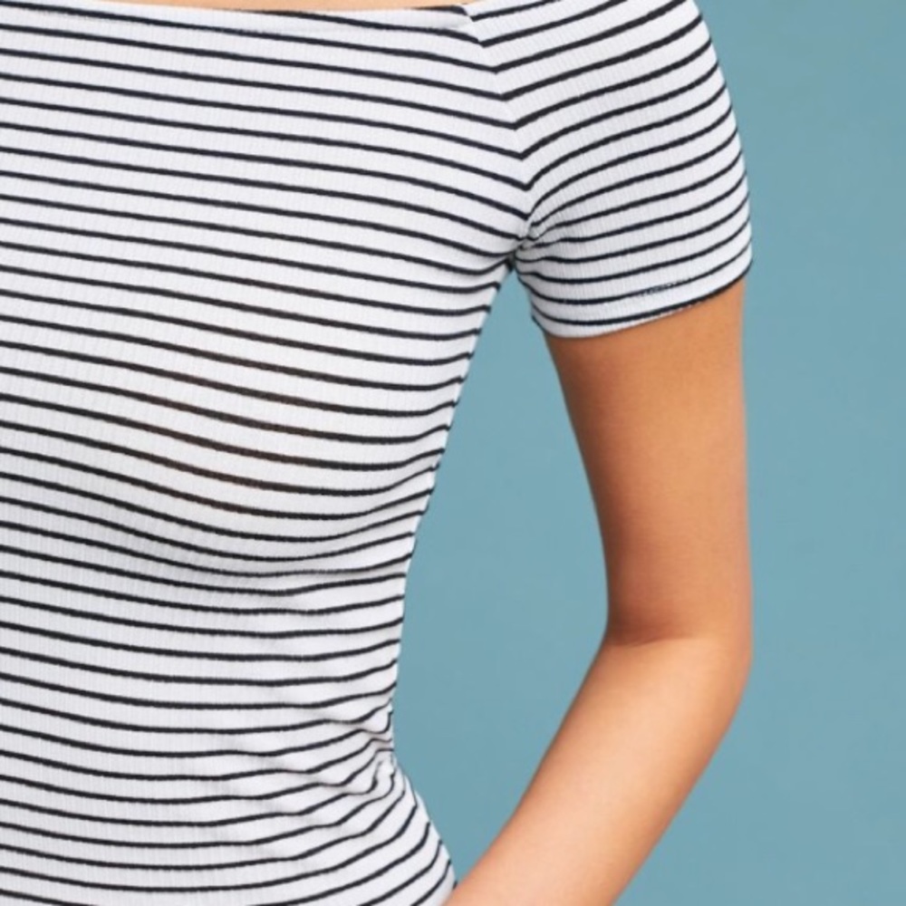 NWT Off the Shoulder Striped Shirt - Picture 2 of 3